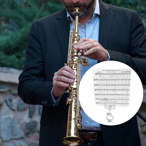 Vista 6 de Clip de partituras para clarinete - Soporte para libro de música de lira para principiantes practicando banda de marcha
