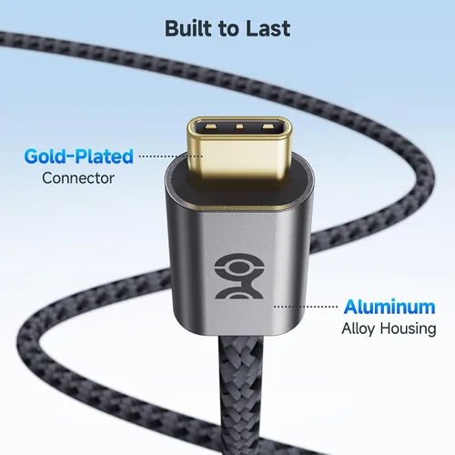 Vista 4 de Cable Matters Cable trenzado de carga rápida USB C de 240W - 3 pies, cable USBC a USBC, sin video, cable de carga rápida de 240W tipo C compatible