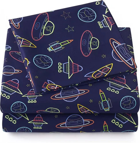 Vista 12 de Colección de sábanas para niños 1500 Supreme - Juego de sábanas coloridas, divertidas y cómodas para niños y niñas. Bolsillo profundo, no se