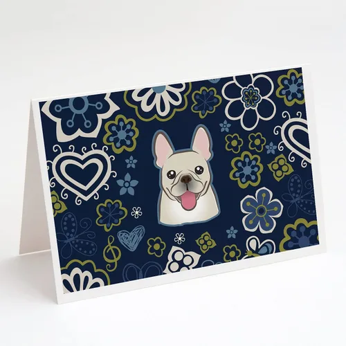 Vista 44 de Caroline's Treasures BB5095GCA7P - Tarjetas de felicitación y sobres con diseño de flores azules y sabuesos afganos, paquete de 8 tarjetas en blanco