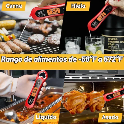 Vista 6 de Termómetro digital de carne, termómetro de carne de lectura instantánea para parrilla y cocina, con abridor de botellas, termómetro de alimentos