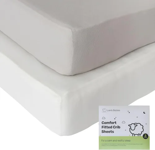 Vista 8 de Sábanas de algodón para cuna, suaves y transpirables para niños y niñas, ajuste seguro para colchón de cuna estándar, ropa de cama de bebé de fácil