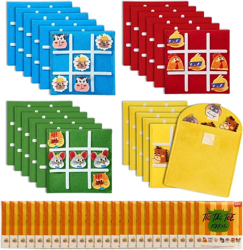 Vista 10 de JoyCat Tic Tac Toe Mini Juego de Mesa Juguete para Niños y Familia, Recuerdos de Fiesta de Cumpleaños, Bolsa de Golosinas, Divertida Actividad