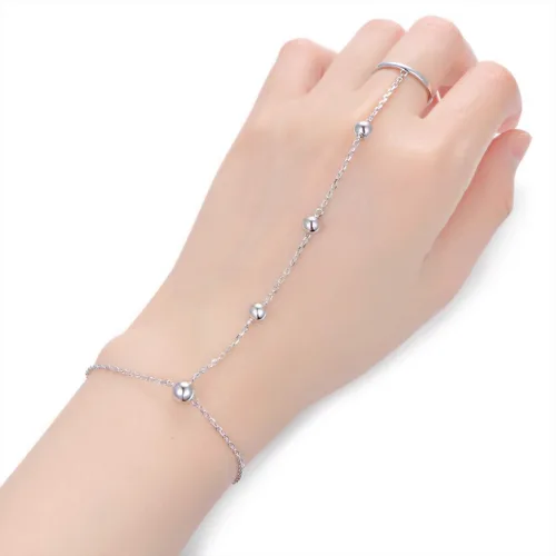Vista 2 de Juego de cadena ajustable de plata de ley S925 para mujer, Circonita cúbica