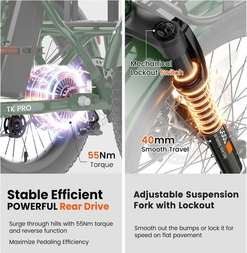 Vista 3 de MOONCOOL Triciclo eléctrico plegable para adultos, E-Trike de aluminio de 20 pulgadas con función de marcha atrás y opciones de largo alcance, Plata
