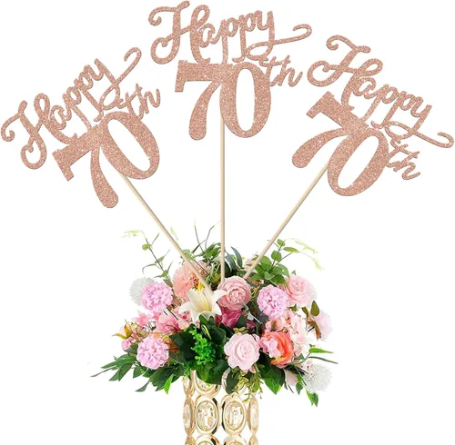 Vista 24 de Rsstarxi Paquete de 12 palitos de centro de mesa de cumpleaños número 50 para decoración de mesa de cumpleaños 50 para hombre, decoración de mesa