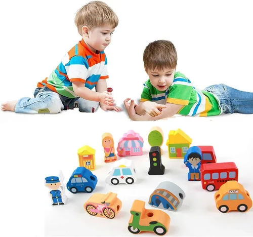 Vista 2 de Juguetes educativos de madera, clasificación de color, bloques apilables para preescolar, rompecabezas para niños pequeños, juguetes de desarrollo
