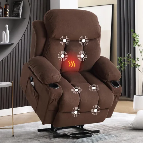 Vista 14 de MAHOMICO Silla reclinable eléctrica para personas mayores con masaje por vibración y calefacción lumbar, sofá reclinable eléctrico con bolsillo