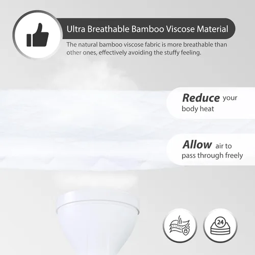 Vista 5 de Ruili Protector de colchón impermeable de viscosa de bambú y rayón, paquete de 2 fundas acolchadas para colchón de bebé, colchón suave de viscosa