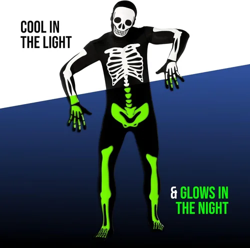 Vista 3 de Morphsuits Disfraz de esqueleto para adultos, disfraz de esqueleto para hombre, body de esqueleto para hombre, disfraces de Halloween para adultos