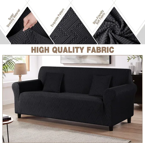 Vista 4 de Ruaozz Funda elástica para sofá de 1 pieza, fundas para sofá de 3 cojines, funda universal antideslizante para sofá, funda lavable de jacquard