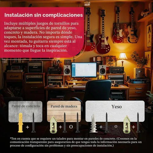 Vista 4 de Percha de pared para guitarra, paquete de 2 unidades Nuez Negra 2 Pack