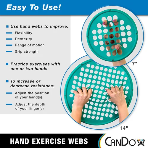Vista 4 de CanDo Redes de ejercicio para manos para fisioterapia, fortalecimiento del agarre y entrenamientos de resistencia para manos, dedos, muñeca