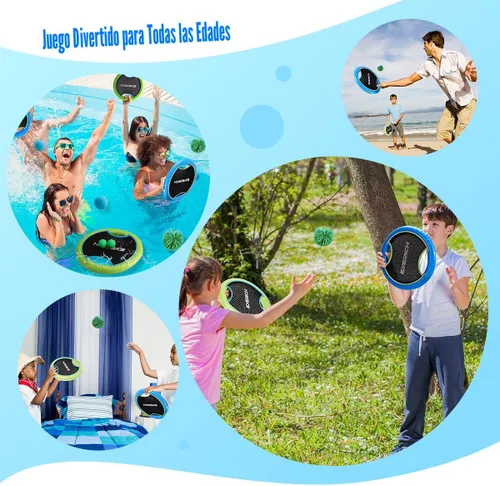 Vista 4 de Juego de Pelota con Raqueta de Trampolín con 2 Raquetas Rebotadoras y 4 Pelotas - Diseño de Espuma Suave para que los Niños Jueguen en Interiores