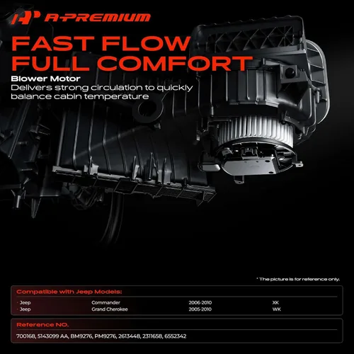Vista 2 de A-Premium Motor de soplador de calefactor delantero HVAC compatible con Jeep WK Grand Cherokee 2005-2010, XK Commander 2006-2010