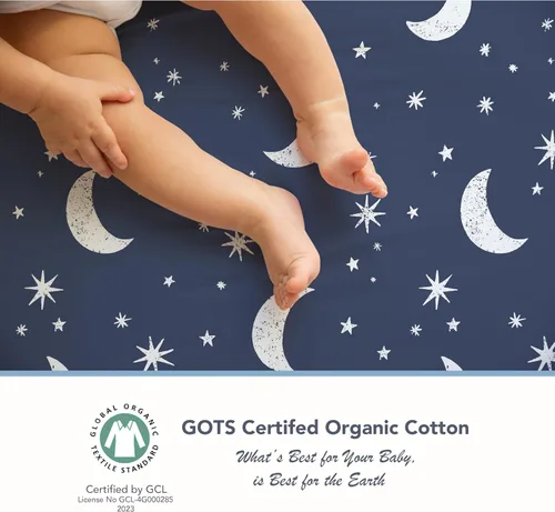Vista 6 de Sábanas bajeras 100% de algodón orgánico perfectamente compatibles con Graco Pack n Play, Babyletto, Pamo Babe, Hiccapop, Dream on Me, Evenflo, Baby