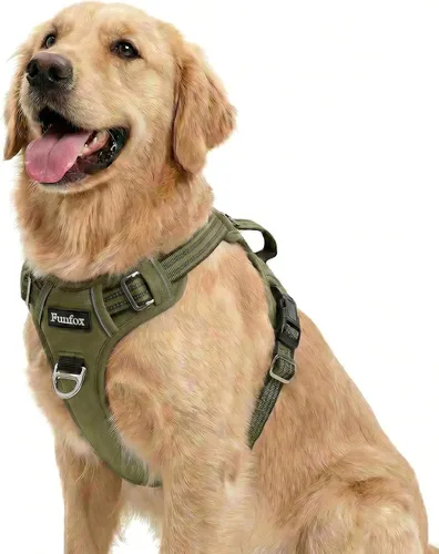 Vista 30 de Funfox Arnés para perro sin tirones, arnés de chaleco ajustable para mascotas, material súper suave con mango vertical, fácil control, paseo
