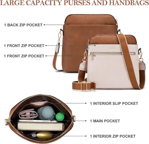 Vista 5 de POIUGOYA Medium Crossbody Bags for Women Trendy, Leather Women's Shoulder Handbag,Multi Pockets Travel Purse with Card Slots