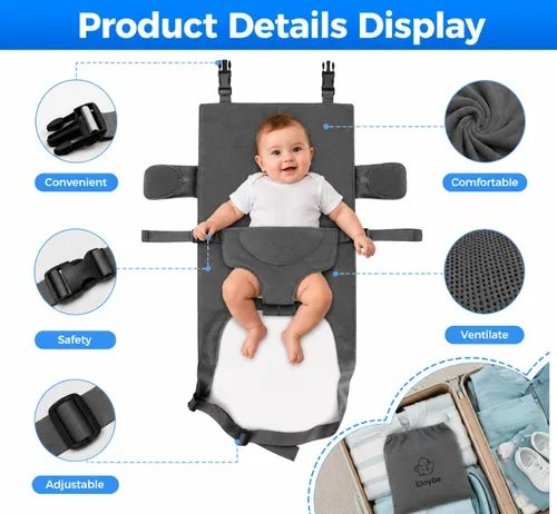 Vista 3 de Toddler Airplane Seat Extender and Travel Bed for Baby, Portable Infant Footrest, Travel Essentials for Flying in Economy Seats (Gray)