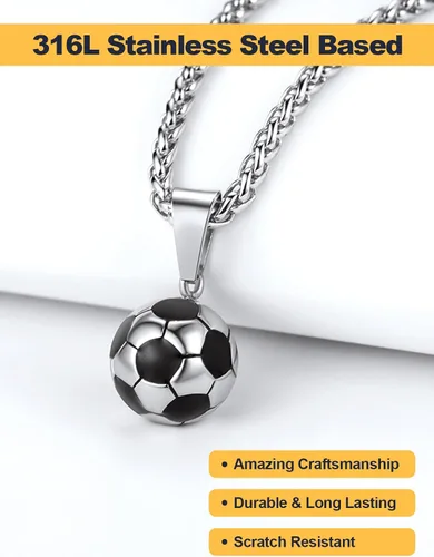 Vista 4 de U7 Cadena de fútbol americanobéisbol para hombre, acero inoxidable, chapado en oro de 18 quilates, collar de zapatos deportivos para correr