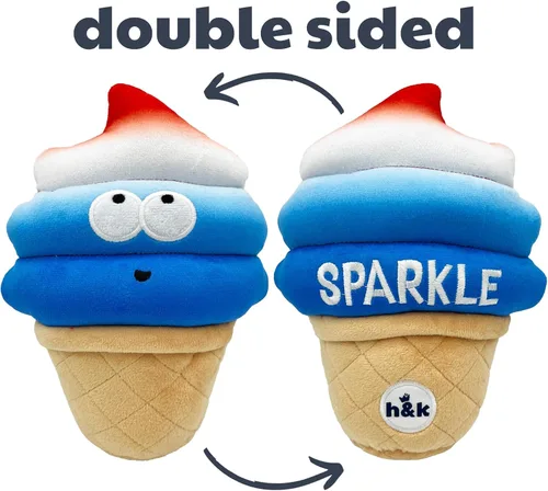 Vista 3 de Huxley & Kent para perros Fro-Yo Pawtriot Cono (pequeño) Juguete divertido para perros Juguete de felpa para perros con chirriante Regalo