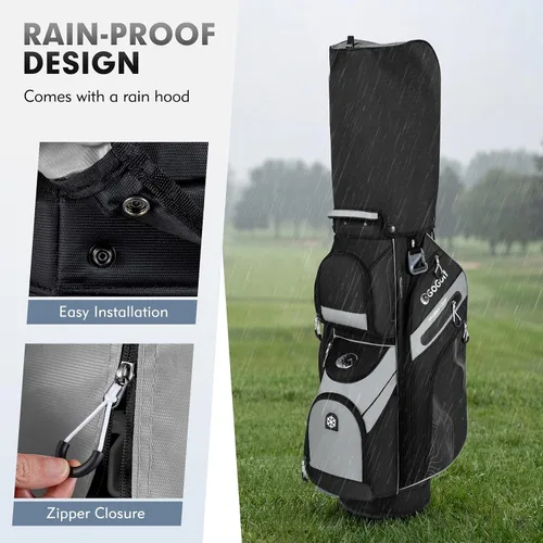 Vista 4 de Tangkula Bolsa de carrito de golf con divisores de longitud completa de 14 vías, 6 bolsas moldeadas con cierre superior de golf con 11 bolsillos