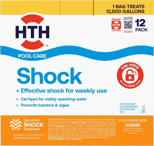 Vista 12 de HTH 52030B - Tratamiento para piscinas Shock, clorador para piscinas que aumenta los niveles de cloro, fórmula Cal Hypo, 13.3 oz (paquete de 6)