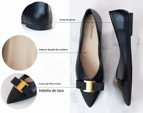 Vista 4 de C.Paravano Zapatos planos para mujer Zapatos de ballet con punta Negro