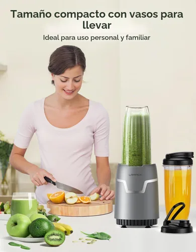 Vista 9 de Batidora de Smoothies, Licuadora Personal de 1100W para Batidos y Smoothies, Combo de Licuadoras y Molinillo para Cocina con 2 * 22 Oz Vasos Para