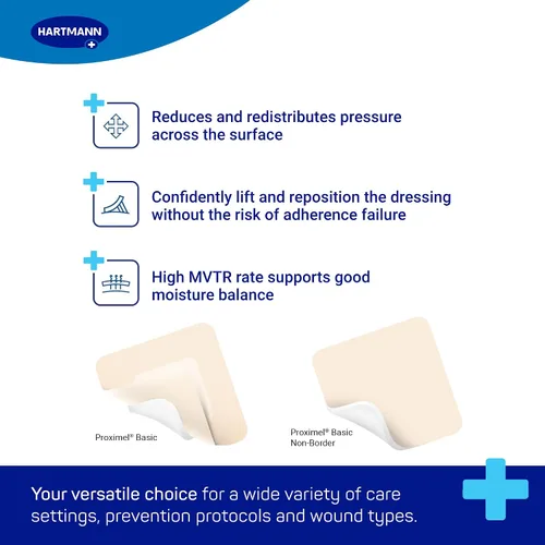Vista 3 de Hartmann Apósito de espuma de silicona Ag con borde, 4 "x 4" Tamaño Super Absorbent & Breathable Core for Wound Care. Waterproof, Sterile
