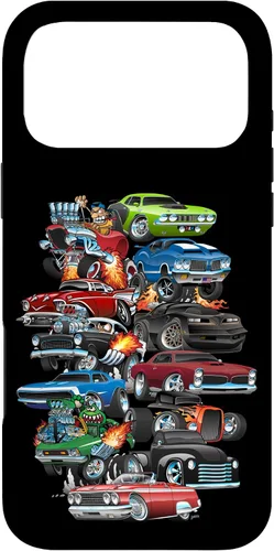 Vista 21 de Funda para iPhone 13 Hotrods, autos clásicos, coches musculosos y carros de carreras