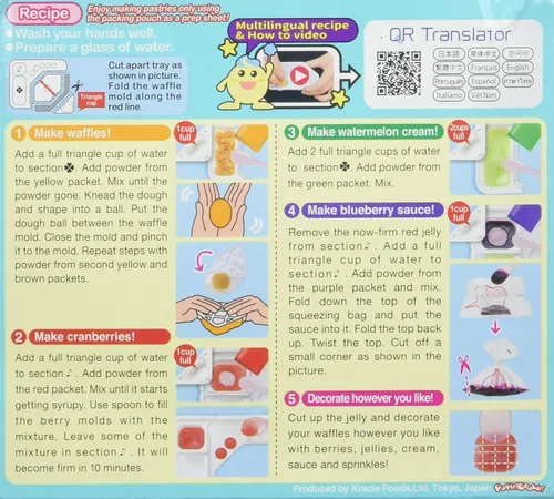 Vista 2 de Kracie Popin' Cookin' - Caramelos de bricolaje para niños, kit de gofres, 1.2 onzas