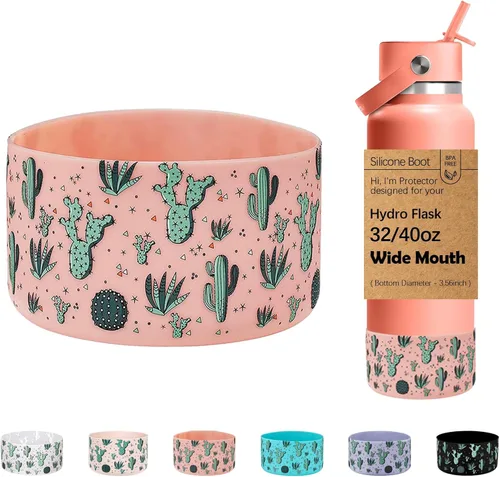 Vista 9 de WK IEASON Base protectora de silicona para botellas Hydro Flask de 12 a 24 onzas de ancho y boca estándar, funda antideslizante para accesorios de 2