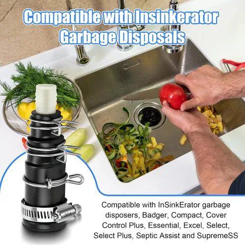 Vista 6 de Dreyoo 1 juego de adaptador de manguera de drenaje para lavavajillas compatible con trituradores de basura Insinkerator, conector de manguera