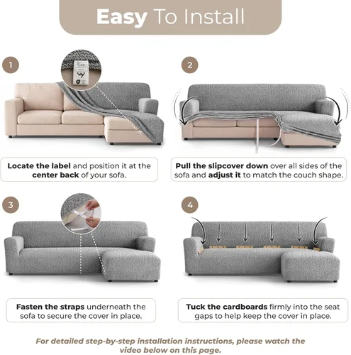 Vista 10 de PAULATO - Fundas elásticas para sofá modular, 1 pieza antideslizante, funda elástica en forma de L, protector suave para muebles lavable