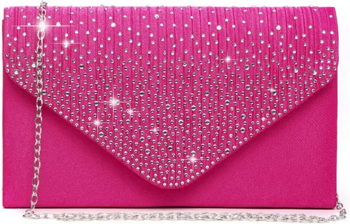 Vista 10 de Dasein Bolso de mano con satén satinado para mujer, tipo embrague, para noche, bandolera, bolsos, fiesta, graduación, boda, sobre