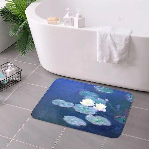 Vista 7 de INVIN ART Claude Monet Water Lilies Evening Non-Slip Door Mat Art Decor