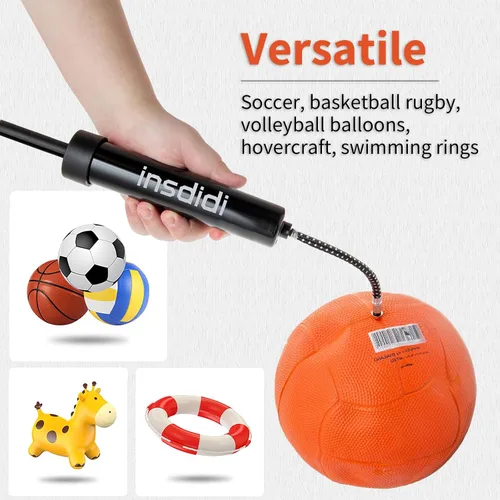 Vista 3 de Bomba de bola para pelotas deportivas, bomba de aire portátil con 8 agujas, 2 boquillas, 1 manguera de extensión para baloncesto, fútbol, voleibol