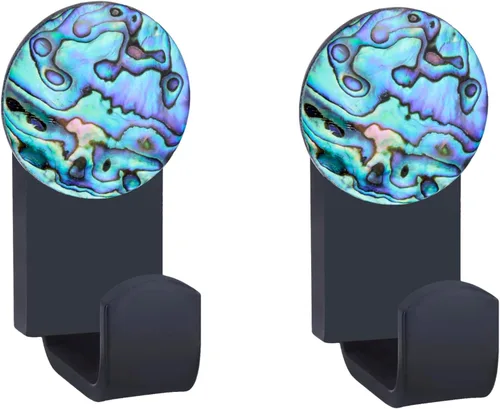 Vista 7 de Rockcloud Paquete de 2 ganchos para colgar en la pared de abulón con tornillos, ganchos de pared para dormitorio, sala de estar, cocina, hogar