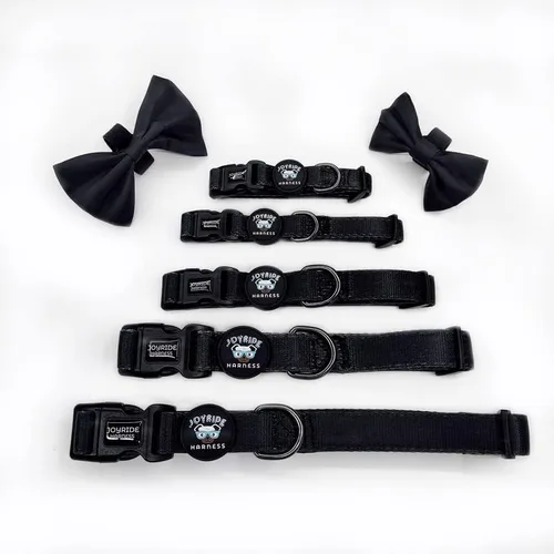 Vista 4 de Joyride Harness Collar de perro con pajarita extraíble, ajustable y transpirable para todas las razas de perros, anillo en D fuerte y hebilla Negro