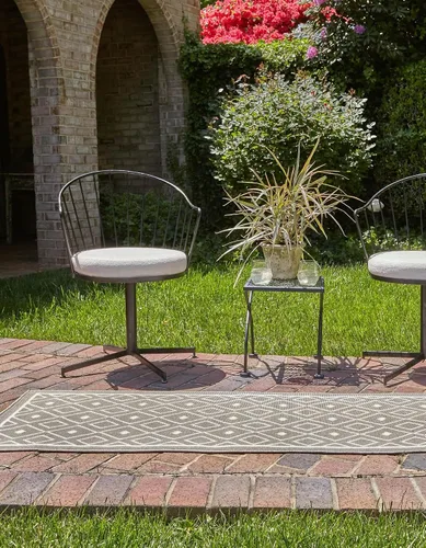 Vista 3 de Unique Loom Outdoor Trellis Collection - Alfombra de área Kafes (2 x 6 pies 1 pulgada, gris/marfil)