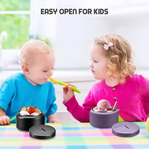 Vista 6 de Termo de sopa de 13.5 onzas para niños con tapa de hebilla, recipiente de comida aislado al vacío, boca ancha, a prueba de fugas, acero inoxidable