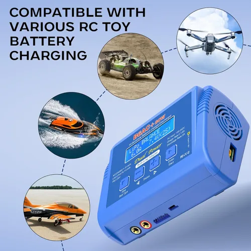 Vista 9 de LiPo Cargador de batería RC Balance Cargador de batería rápido Descargador de batería 80W 6A Cargador de batería digital inteligente para 1S-6S LiPo