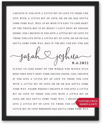 Vista 9 de Letras de canciones personalizadas para pared, regalo de boda de aniversario personalizado para parejas, póster de letras de boda, regalo de primera