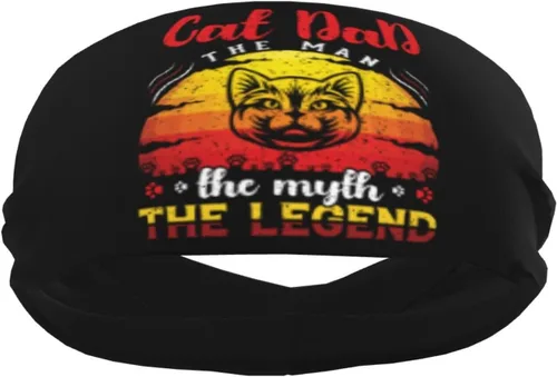 Vista 4 de Cat Dad The Man The Myth The Legend Headband for Men Women Sports Sweatband for Fitness Exercise Moisture Wicking Running Yoga Hairbands