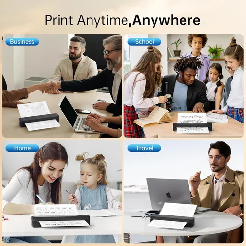 Vista 7 de iDPRT Impresora térmica portátil, 300DPI Inkless-Bluetooth impresoras móviles pequeñas inalámbricas para viajes, oficina, vehículos, uso doméstico