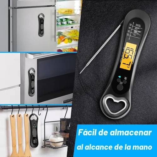 Vista 7 de Termómetro digital de carne, termómetro de carne de lectura instantánea para parrilla y cocina, con abridor de botellas, termómetro de alimentos