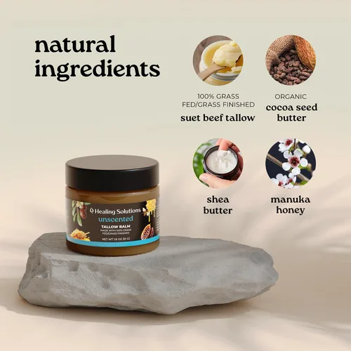 Vista 3 de Healing Solutions - Sargo de ternera y bálsamo de miel para la cara (1.8oz), 100% alimentado con pasto/hierba terminada con miel de manuka