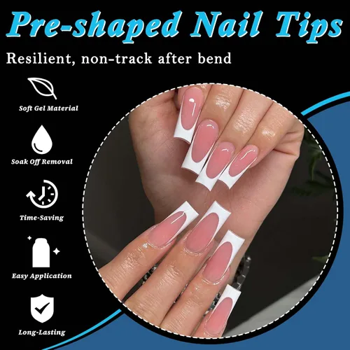 Vista 4 de 420 puntas de uñas cuadradas medianas transparentes uñas de gel