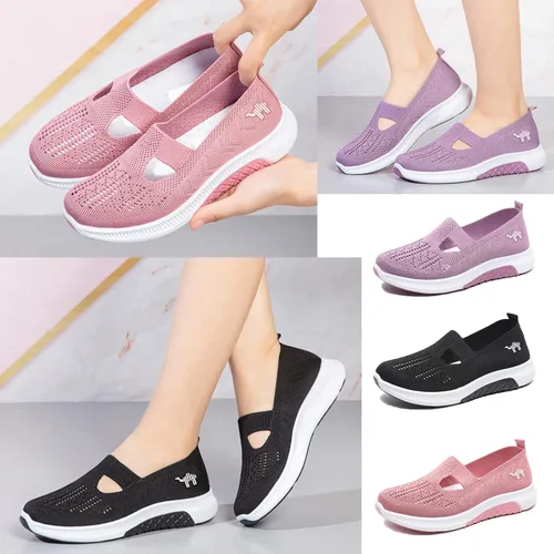 Vista 6 de Zapatos deportivos de malla de punto transpirables para mujer, antideslizantes, cómodos, ortopédicos, diabéticos, para caminar
